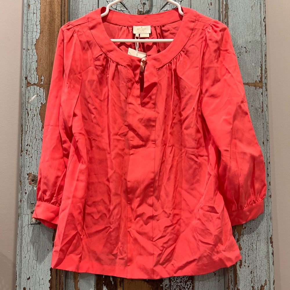 Kate Spade silk blouse. Coral. Size 8